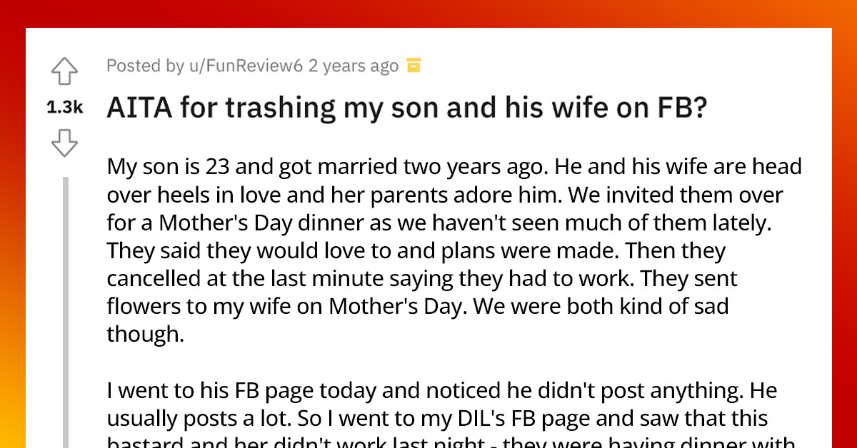 Dad Trashes His Son and Daughter-in-Law on Facebook After They Bailed on Mother's Day Dinner