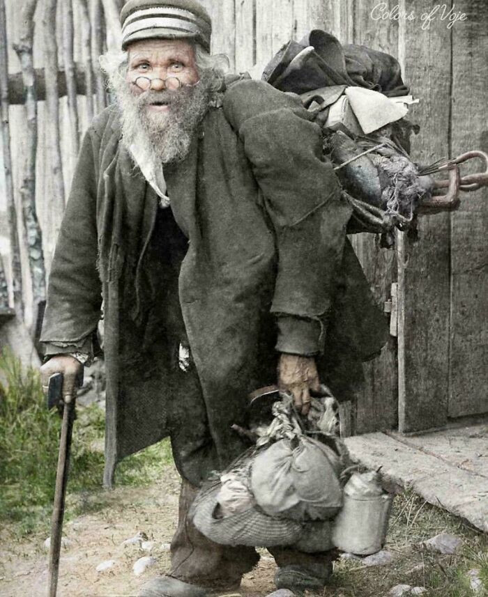 "Norwegian Storyteller Eiliv Braatene Spent Much Of His Life As A Wandering Vagabond, Carrying All His Possessions In A Tin Can And A Small Bundle, 1897"