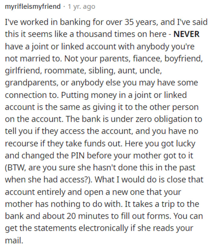 This person offered excellent advice for OP as well as anyone who might come through the comments section.