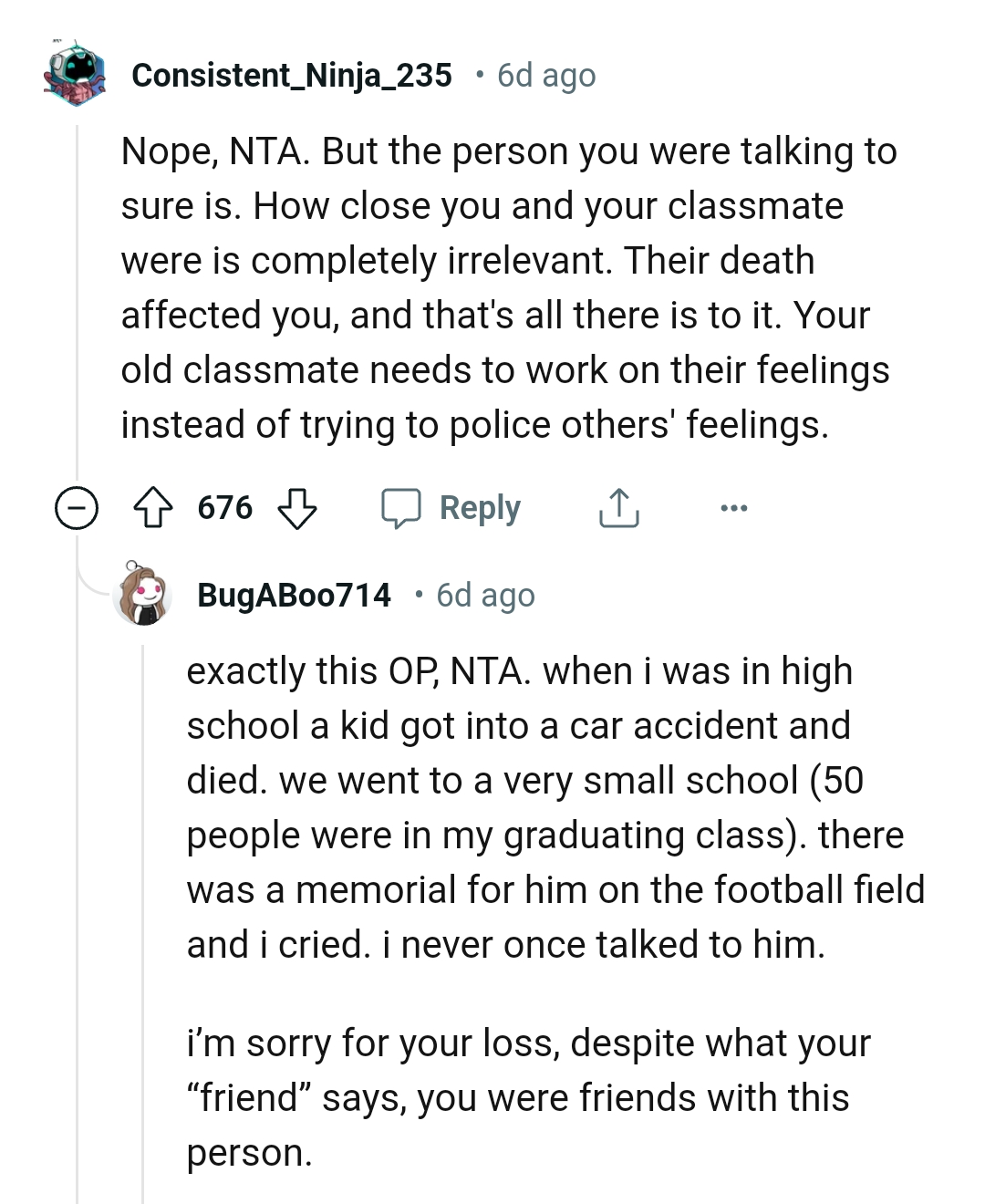 OP's old classmate needs to work on his feelings