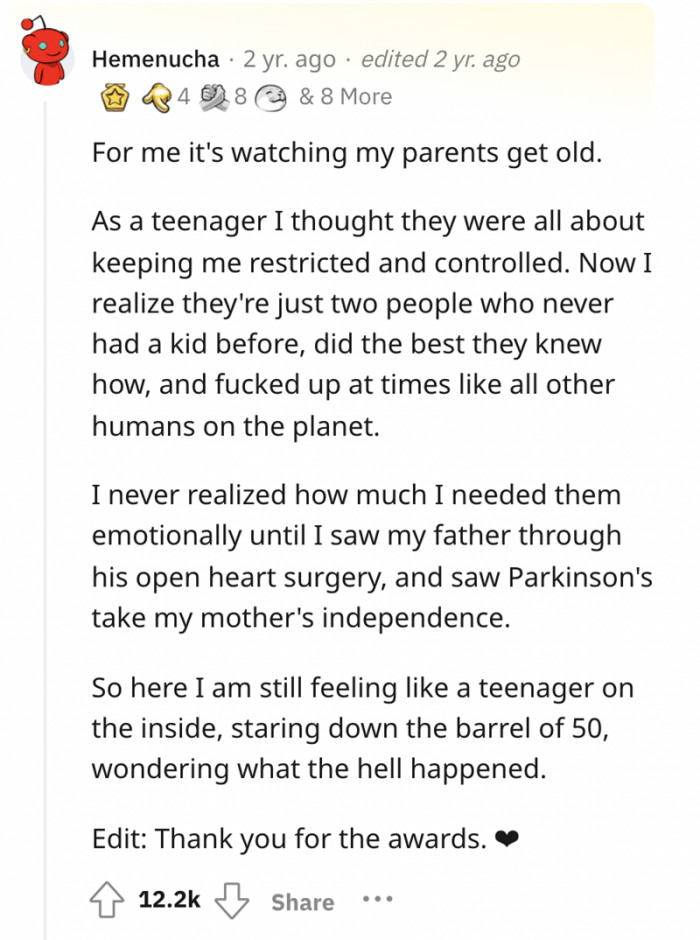 #2 Watching parents get old.