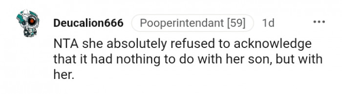 She absolutely refused to acknowledge the real issue