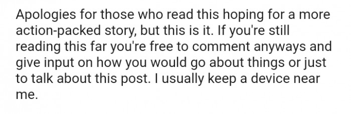 The OP keeps a device near her