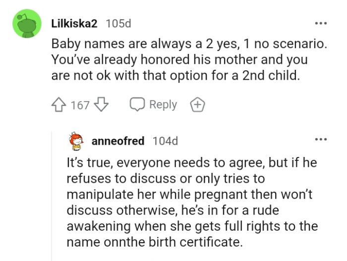 Let's head into the comments section and find out what other Redditors have to chirp into the story