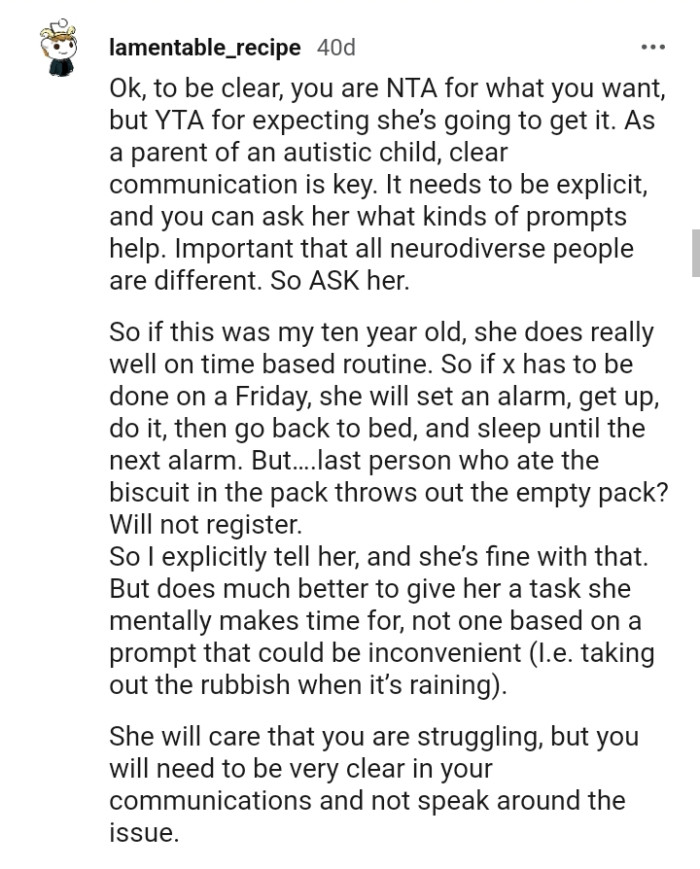 The OP is not the AH for what she wants