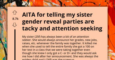 Spiteful Sibling Blows Up At Pregnant Sister For Being Golden Child Of The Family, Tags Her Gender Reveal Party ‘Attention-Seeking Event’