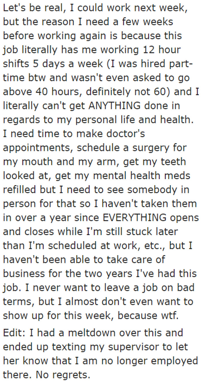 Even if she intends to rest, she'll use it to schedule appointments related to her health.