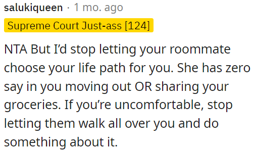 OP must take control and address the situation if she is feeling uncomfortable.