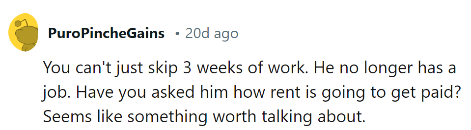 Three weeks AWOL? Looks like his job went 'poof'!