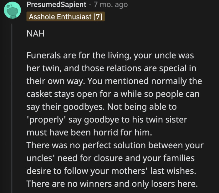 There were also those who believed that nobody was at fault...