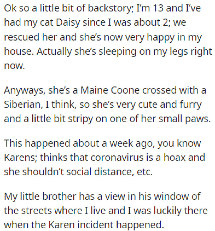 OP is 13 years old and she has had their cat, Daisy, since she was just 2 years old