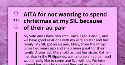 Redditor Refuses To Spend Christmas At Sister-In-Law's House Because Of Their Au Pair