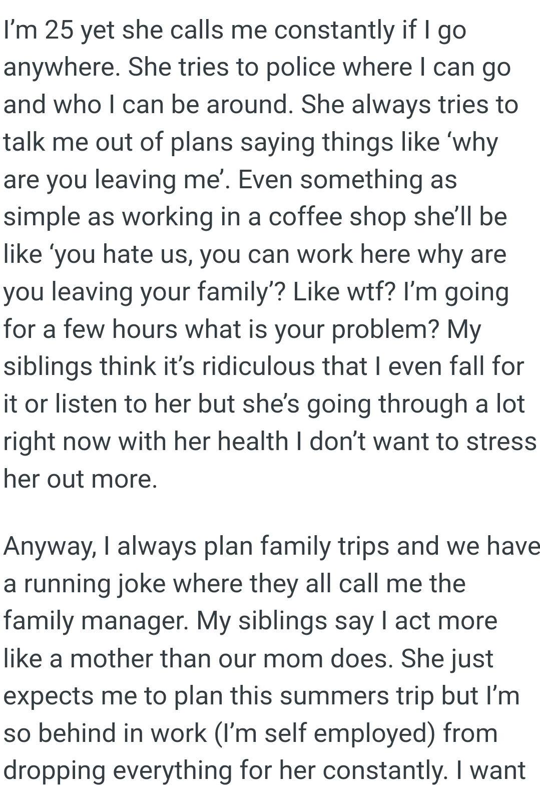 Why are you leaving your family?