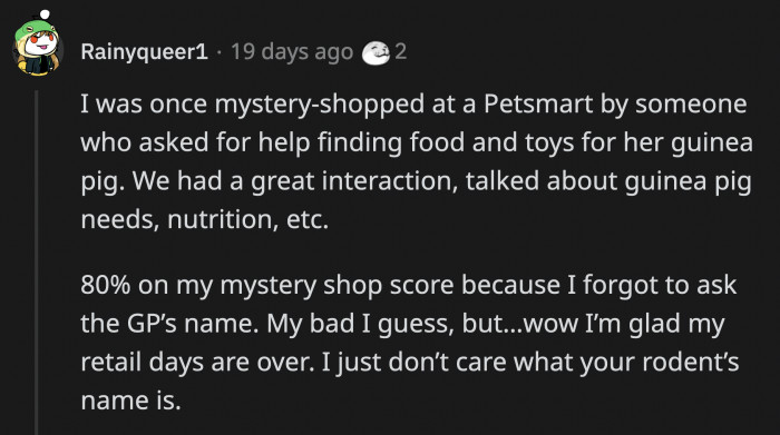 How is this system making the customer experience better? Employees do not need the name of the guinea pig to recommend a wheel.