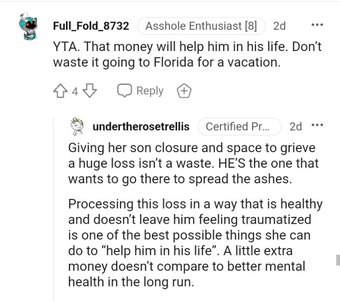 That money will help him in his life