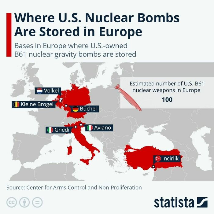 11. This Map Shows The Bases In Europe Where U.S.-Owned B61 Nuclear Gravity Bombs Are Stored