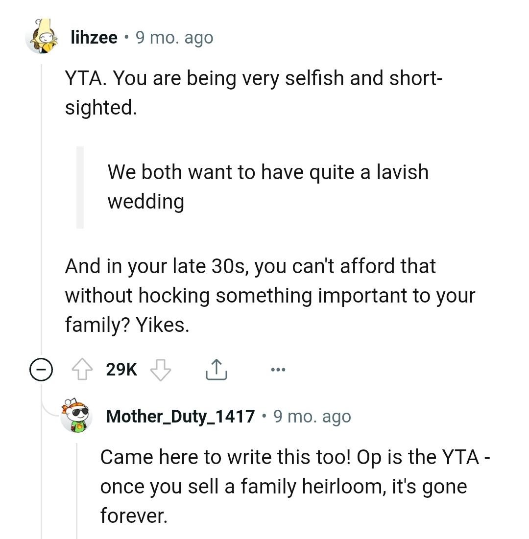 OP Can't Afford That Without Hocking Something Important to His Family