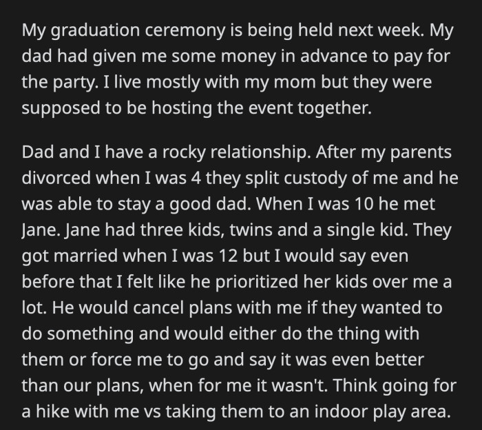 OP's mom covered for his dad every single time he dropped the ball