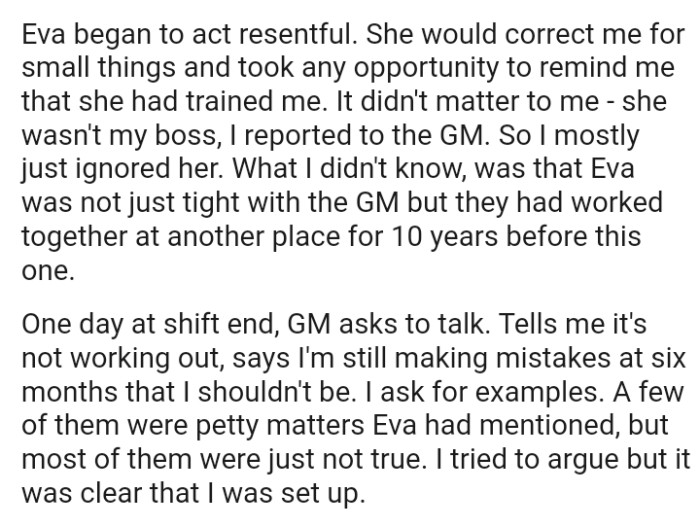 It didn't matter to the OP as she wasn't the OP's boss