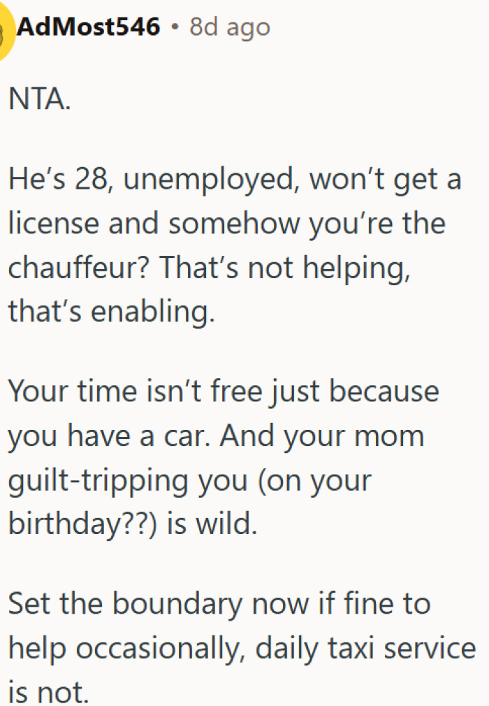 OP's time is not free just because OP owns a car