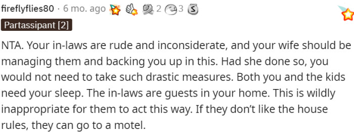 In-laws' behavior is rude and inconsiderate.