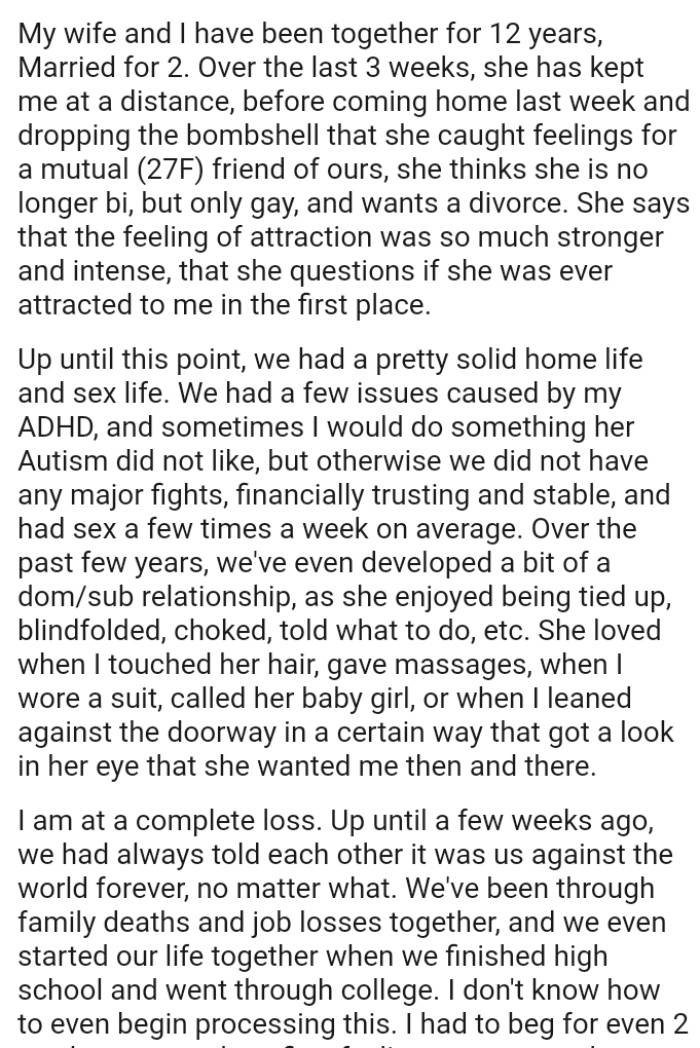 OP's wife says that the feeling of attraction was so much stronger and intense
