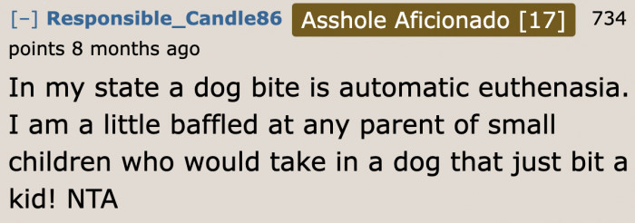 In some states, a dog that bit a human will automatically be put down.