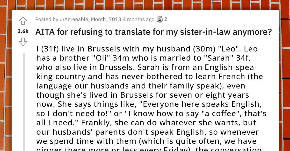 Family Furious At Redditor Because She Expects Her SIL To Learn French Instead Of Using Her As A Constant Translator