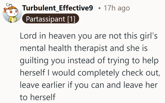 Very firm energy here. The message is simple: clock out and go home.