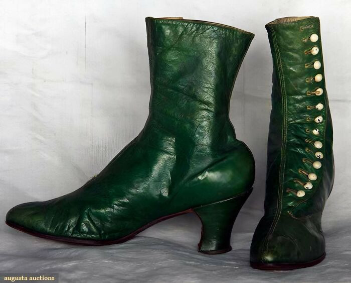"Lady’s Green High-Button Boots, 1890s"