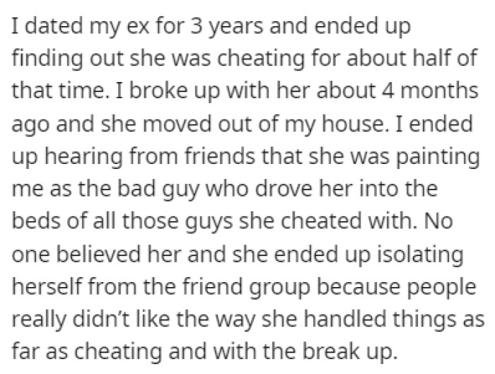 OP dated his ex for 3 years until he found out that she was cheating on him during that time