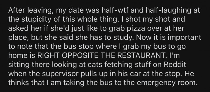 After OP's date left, he found himself in a pretty awkward situation.