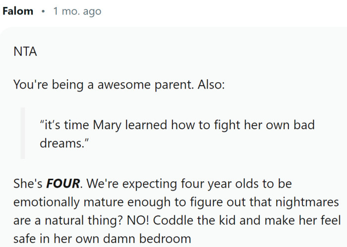 She is four! Could this FIL be a retired military man? Sounds like one...