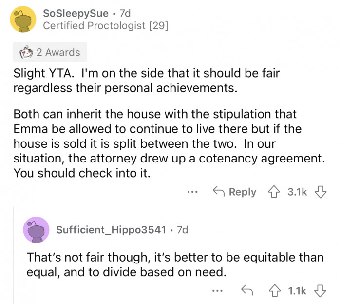 The division should be based on need.