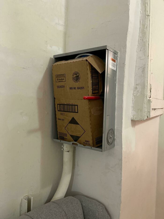 42. If Your Electric Box Doesn’t Have A Cover, Just Use A Cardboard Box