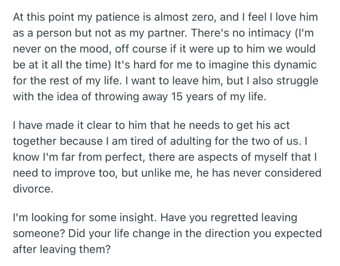 OP Is Considering Divorcing Her Husband If He Doesn’t Change