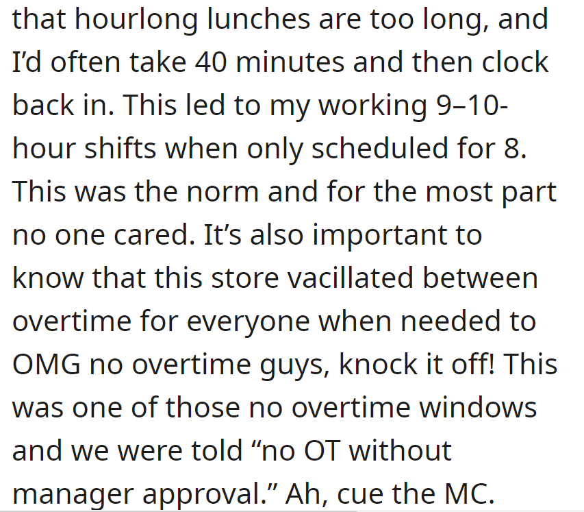 They shortened their lunches, extending shifts during a 