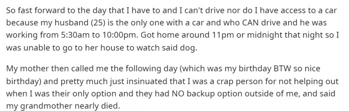 Here's what happened on the day she was supposed to watch her mom's dog.