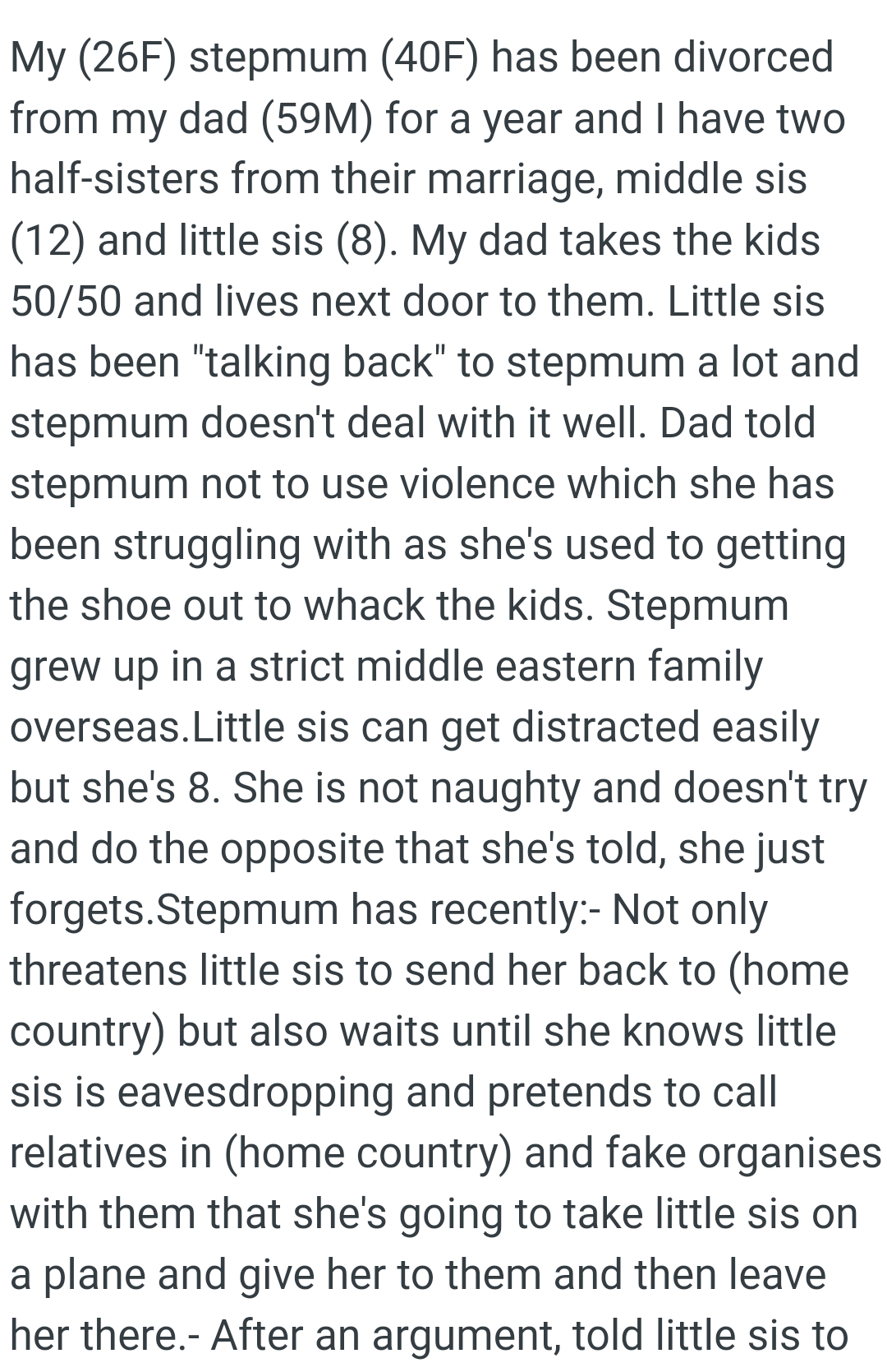 The OP kicks off her story