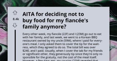 Family Outraged at Daughter's Fiancé for Refusing to Foot Dinner Bills After Discovering Their Stingy Tipping Habit