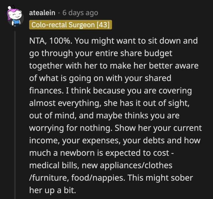 Maybe OP's fiancée doesn't understand the gravity of their financial situation because OP primarily handles their income.
