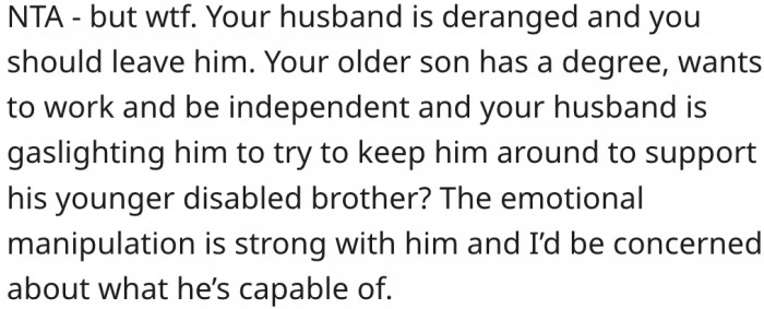 8. She should consider divorcing her husband.