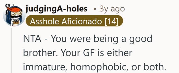 Calling it what it is, and centering the moment where it belonged: showing up as a sibling.