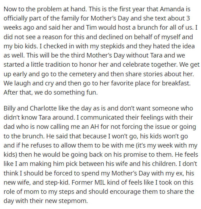 His new wife wants them all to spend Mother's Day together, but it doesn't seem like that's the best idea for them at all.