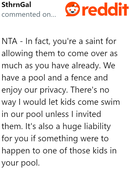 If other Redditors were in the OP's shoes, they wouldn't allow the kids to swim in the pool at all.