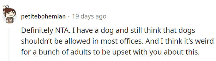 Dog ownership and common sense go hand in paw, understanding that not every office is a playground.