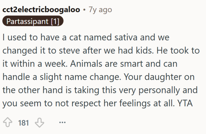 OP should respect their daughter's feelings