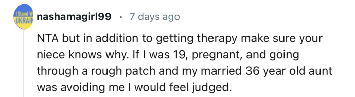 “NTA, but in Addition to Getting Therapy, Make Sure Your Niece Knows Why.”