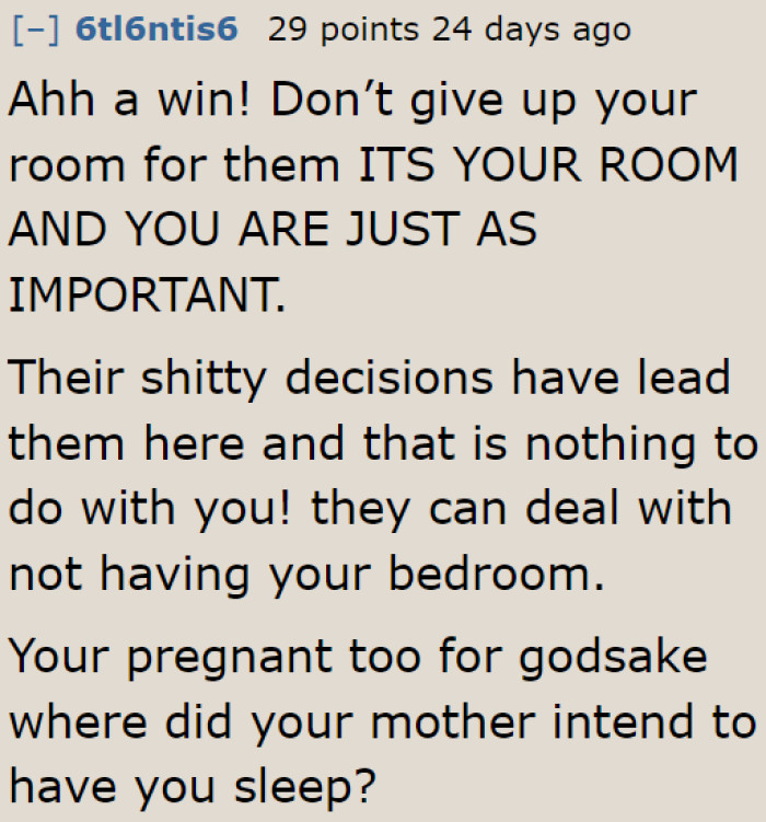 The OP needs to stand her ground.