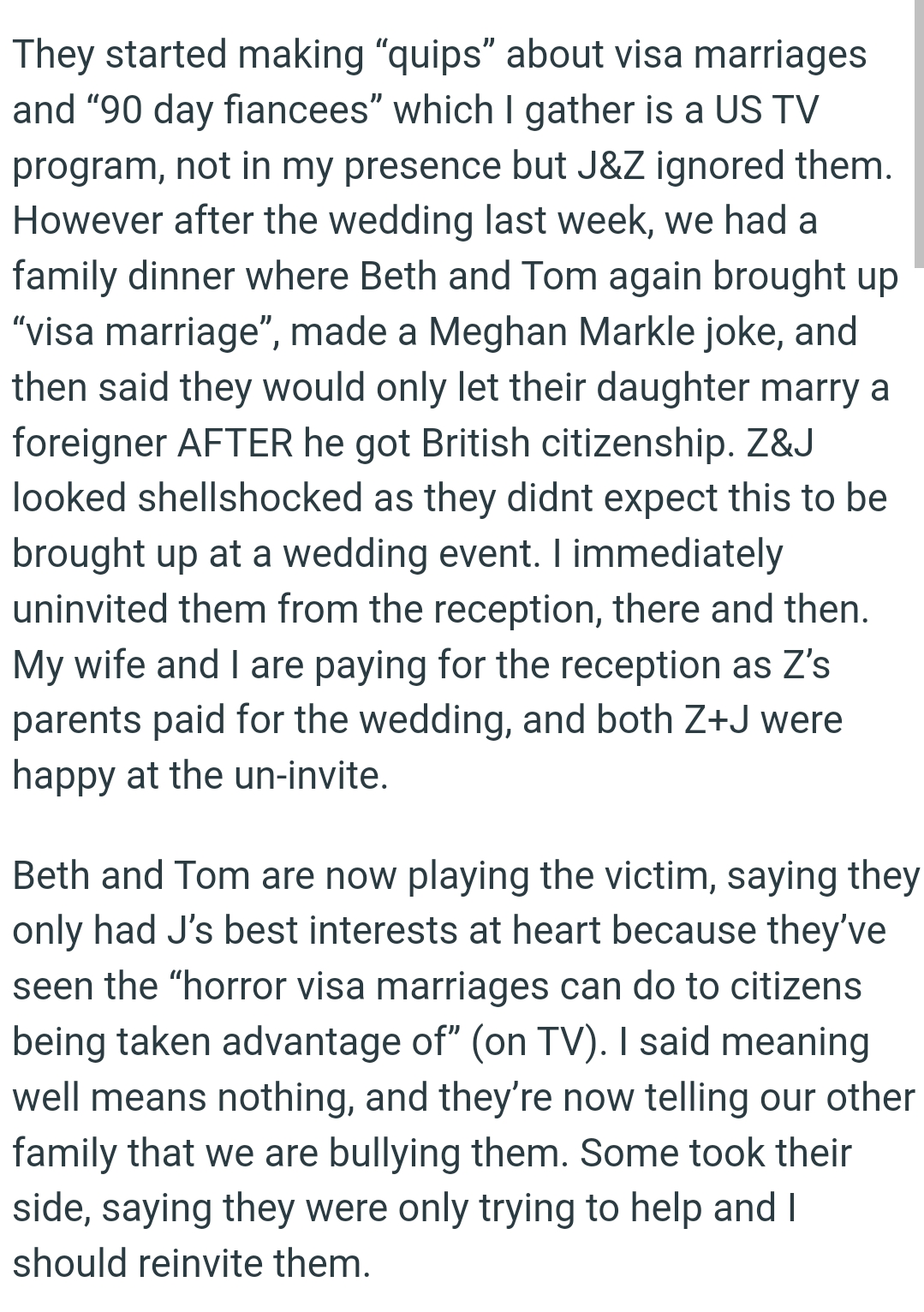 The couple looked shell-shocked as they didn't expect this to be brought up at a wedding event